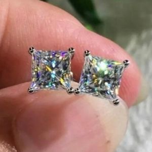 ***2.5 CARAT SQUARE PRINCESS DIAMOND STUD EARRINGS